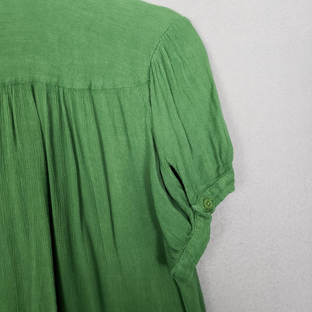 ModCloth All About Scallops Collared Button Down Kelly Green Ric Rac Trim Funky - Picture 6 of 8